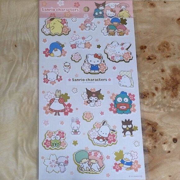 Sanrio Licensed Large Sealed Gold Foil Lined Sticker Sheet - Mix #2 - Picture 1 of 1